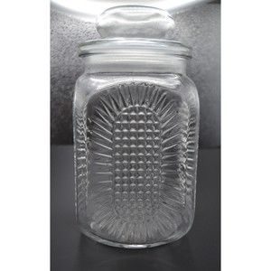 Anchor Hocking Sunflower Apothecary Jar Storage Canister - 9" Tall Vintage MCM